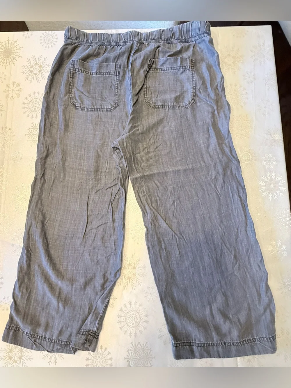 Splendid Women’s Light Gray Wide Leg Crop pants Lyocell Size XL